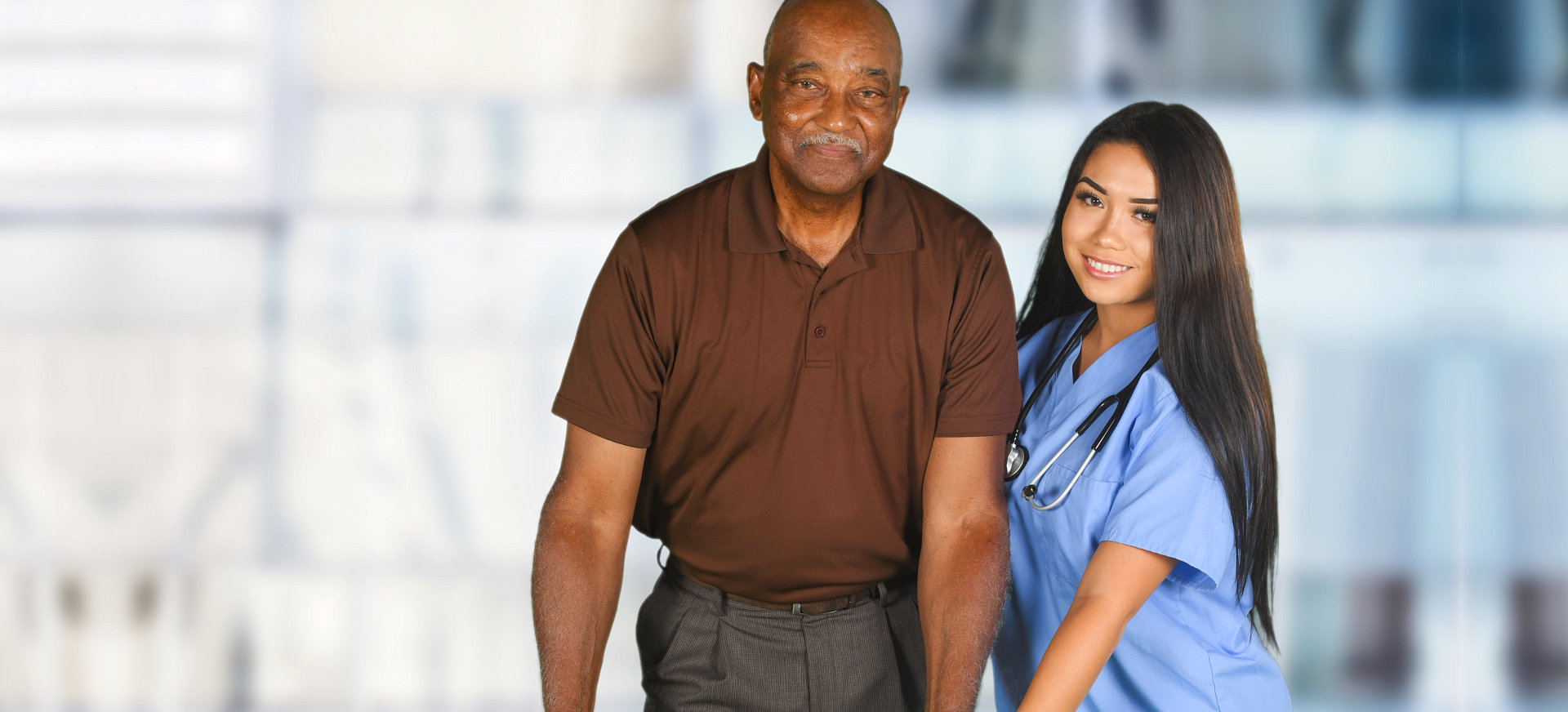 nurse and elder smiling